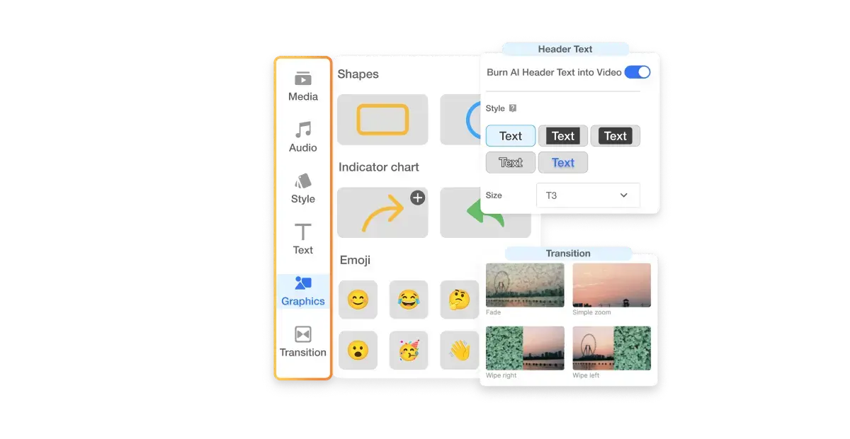 Customize your Visla script to video by selecting voice, visuals, layout, and music.